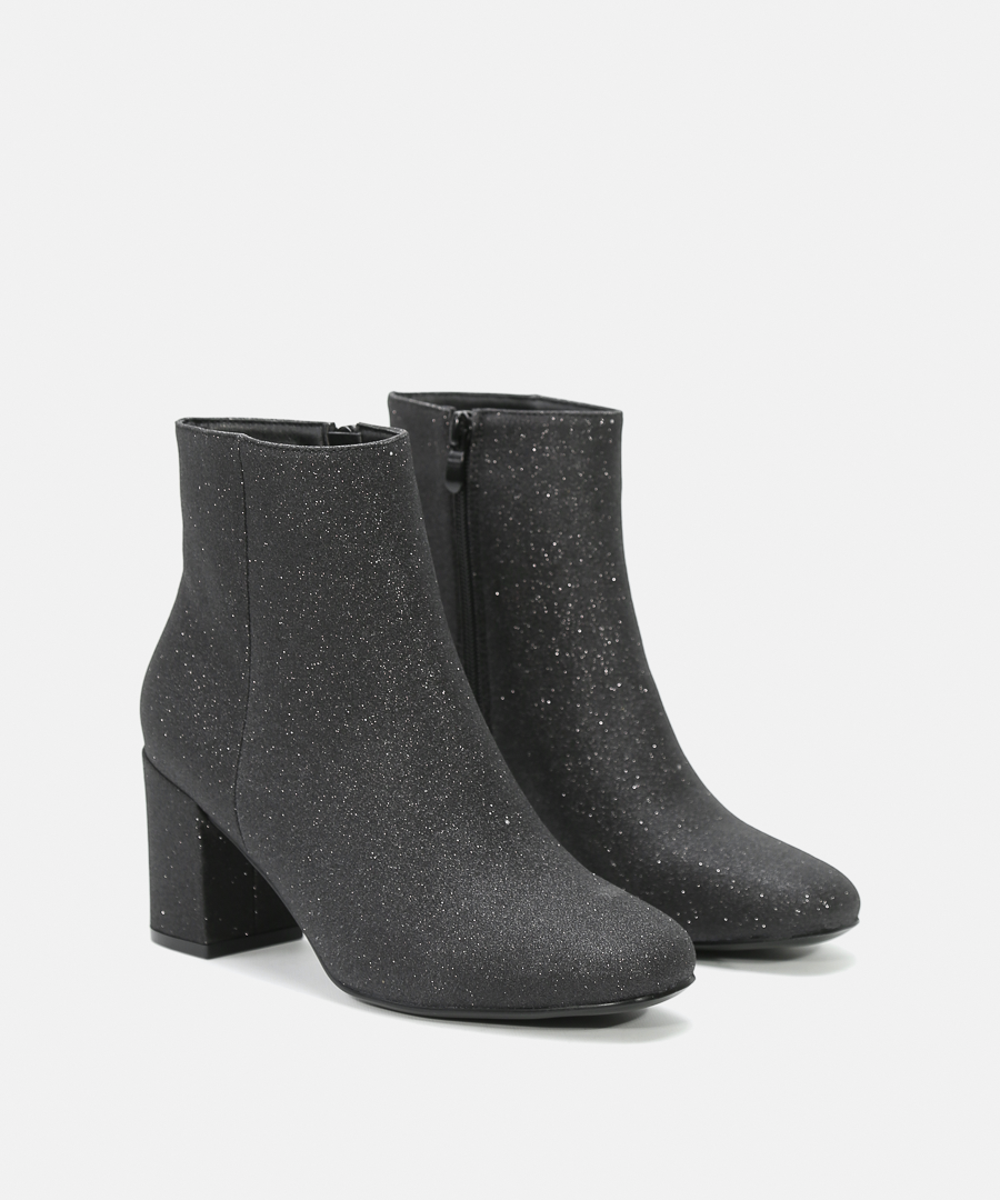 Botines glitter tac&oacute;n ancho  image number null